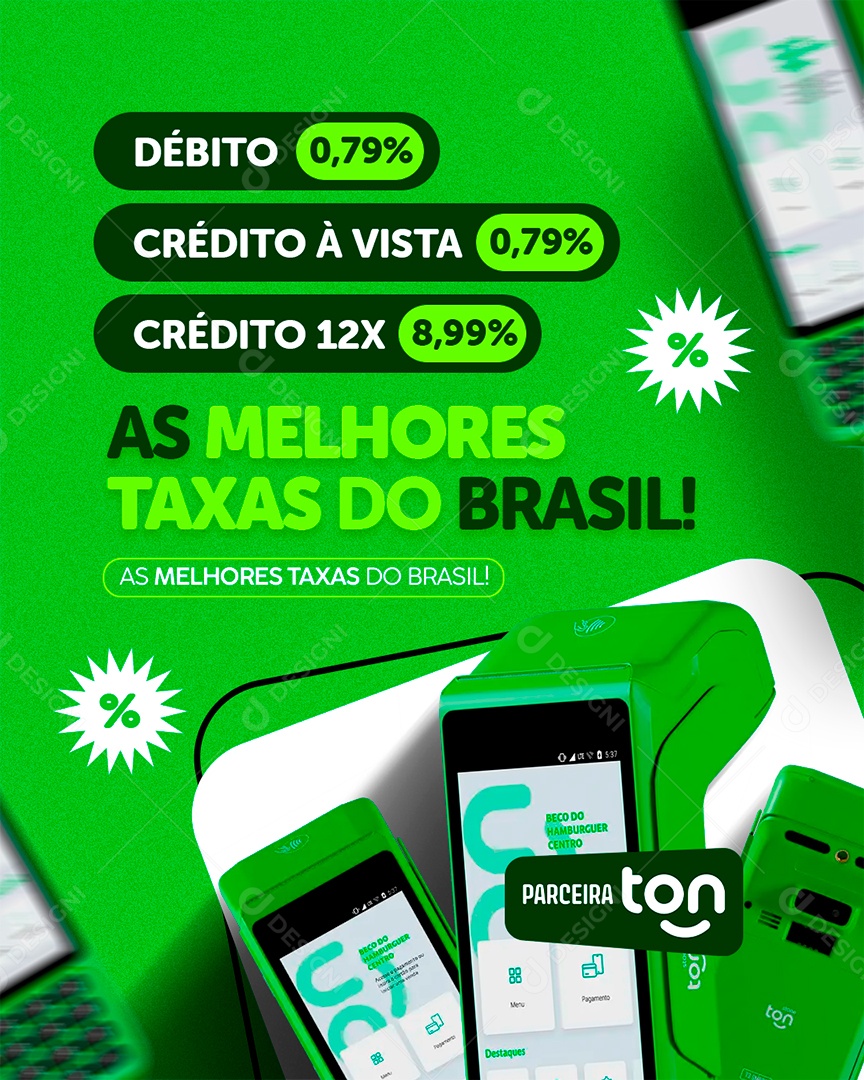 Maquininha as Melhores Taxas do Brasil Social Media PSD Editável