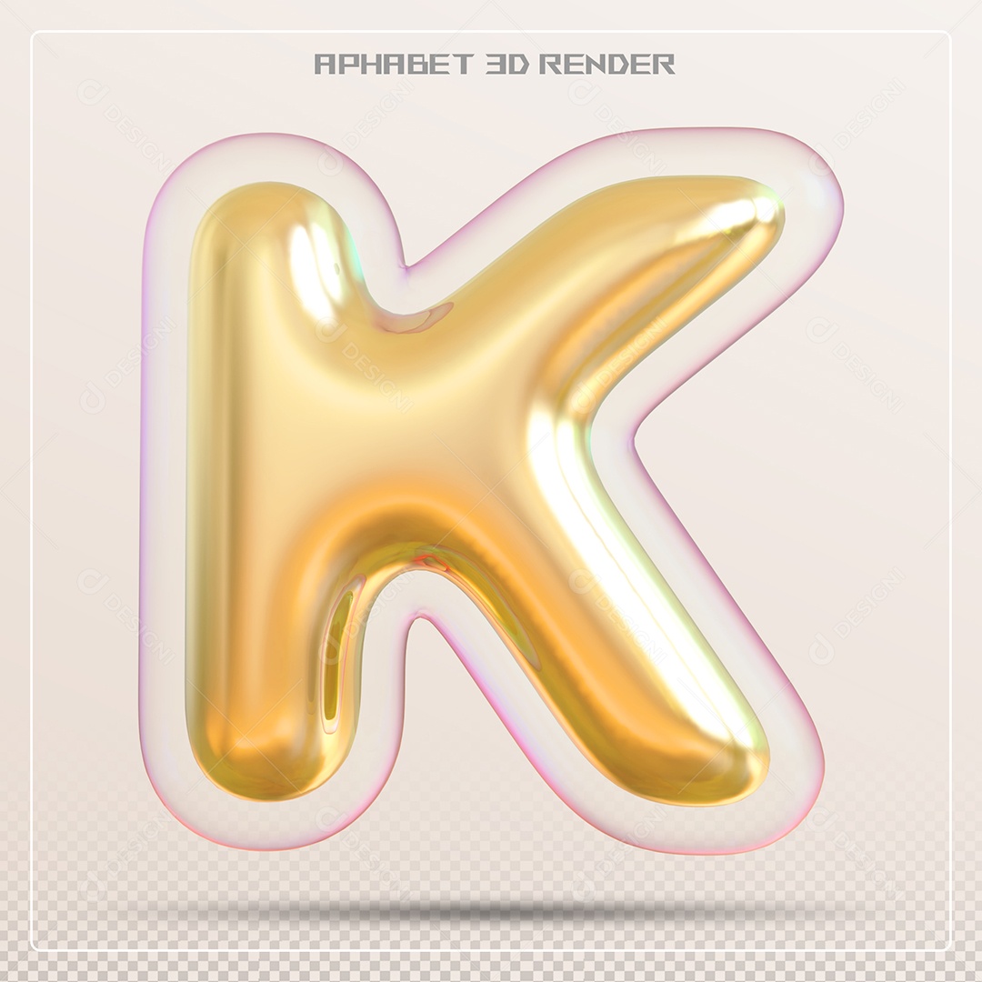 Letra 3D K Dourada Para Composição PSD