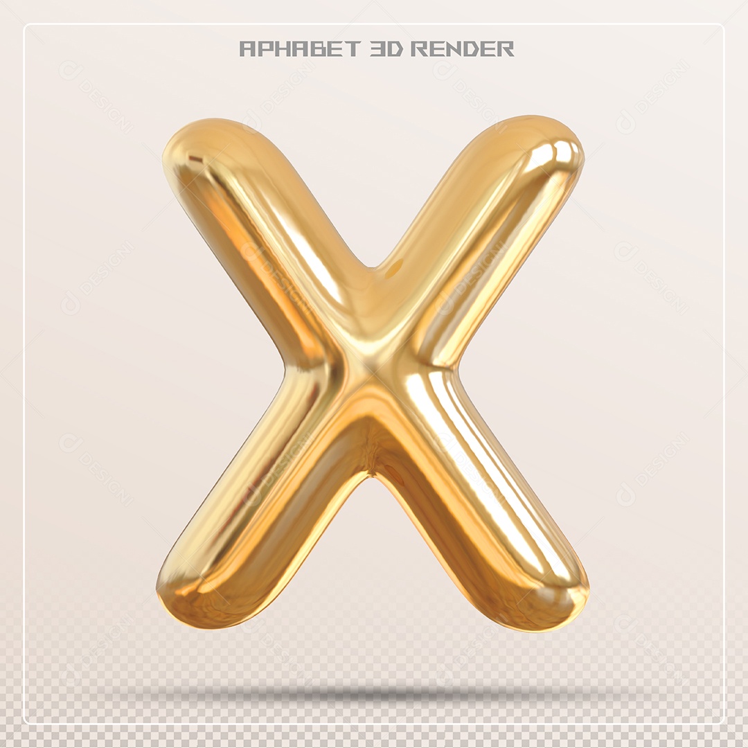 Letra 3D X Dourada Para Composição PSD