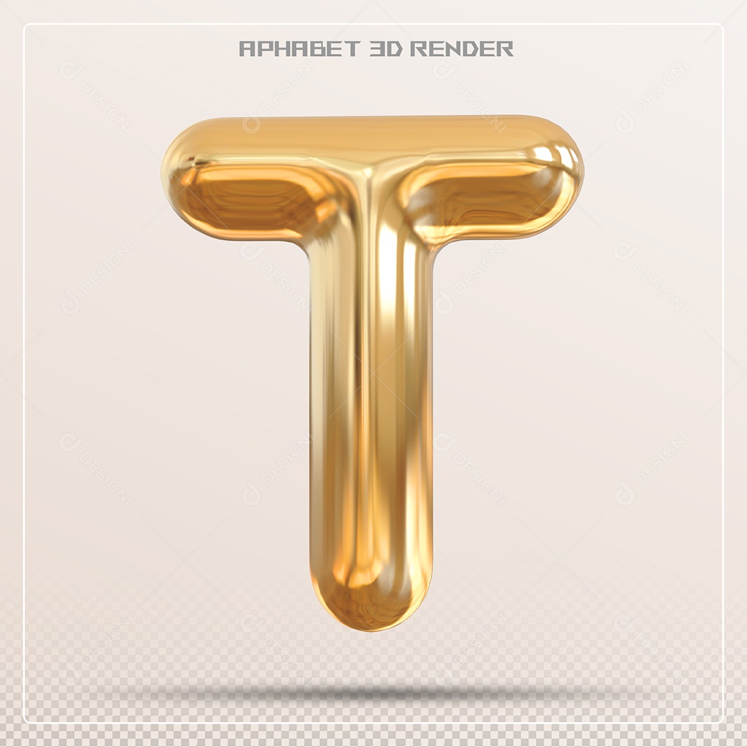 Letra 3D T Dourada Para Composição PSD