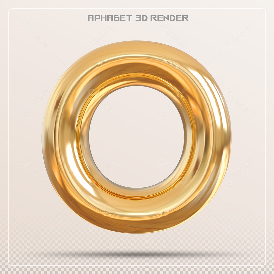 Letra 3D O Dourada Para Composição PSD