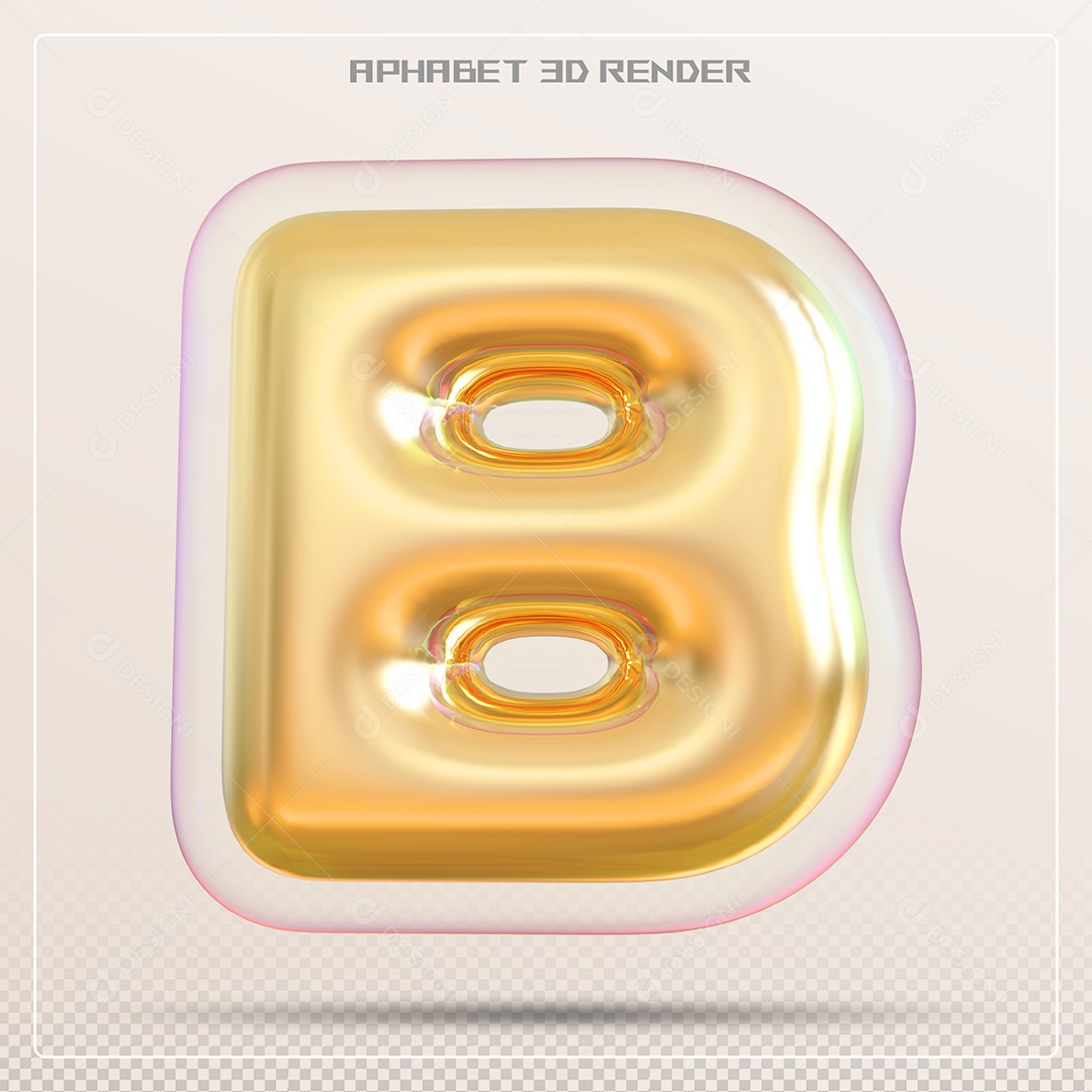 Letra 3D B Dourada Para Composição PSD