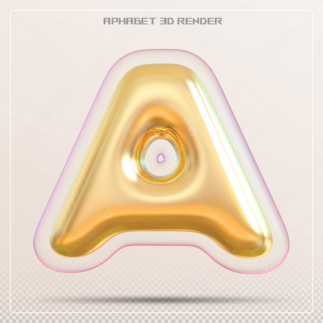 Letra 3D A Dourada Para Composição PSD