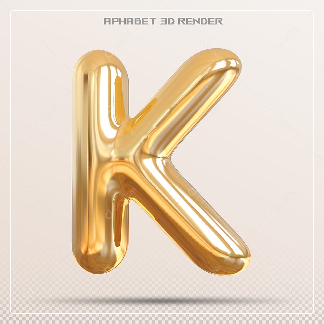 Letra 3D K Dourada Para Composição PSD