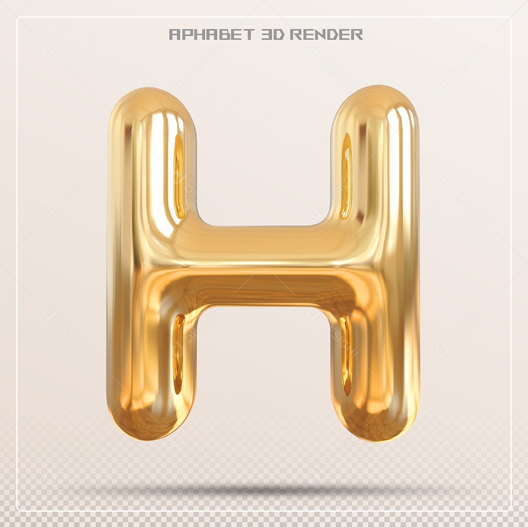 Letra 3D h Dourada Para Composição PSD