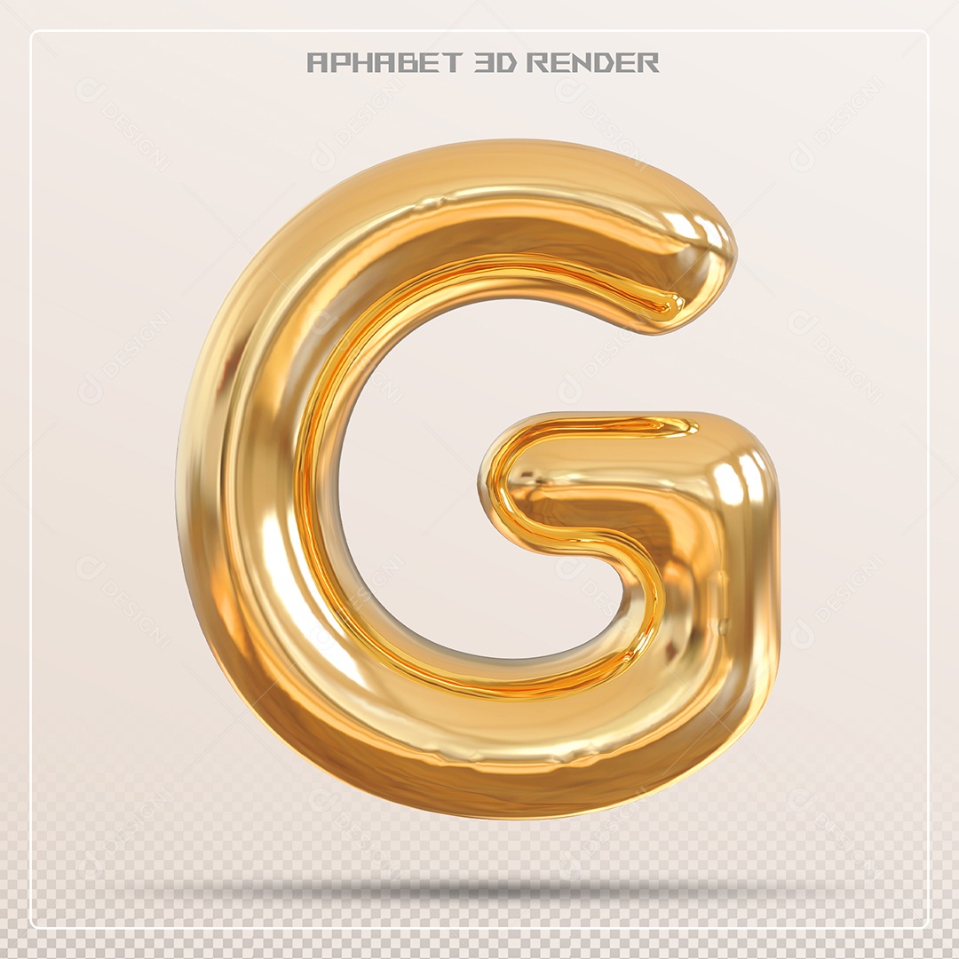Letra 3D G Dourada Para Composição PSD