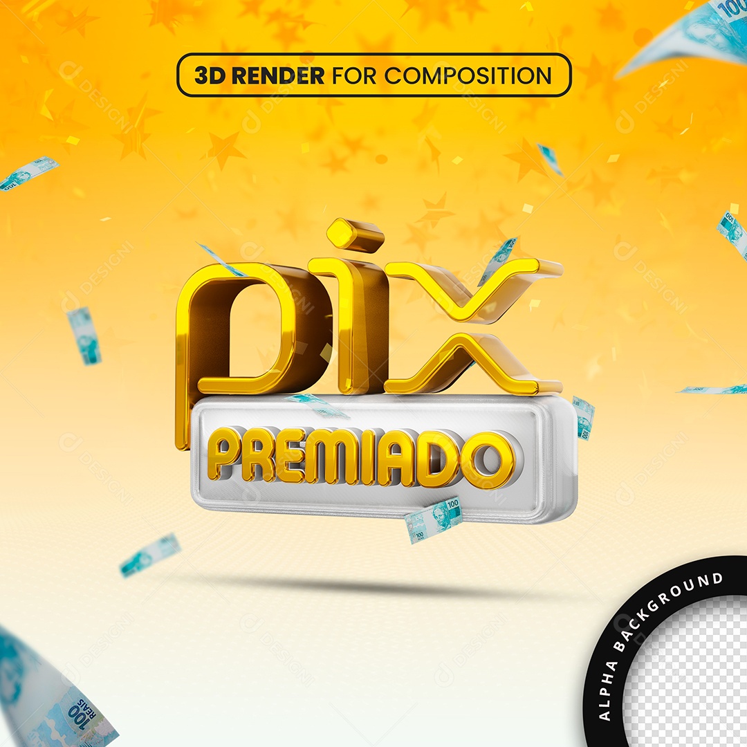 Pix Premiado Amarelo Social Media PSD Editável