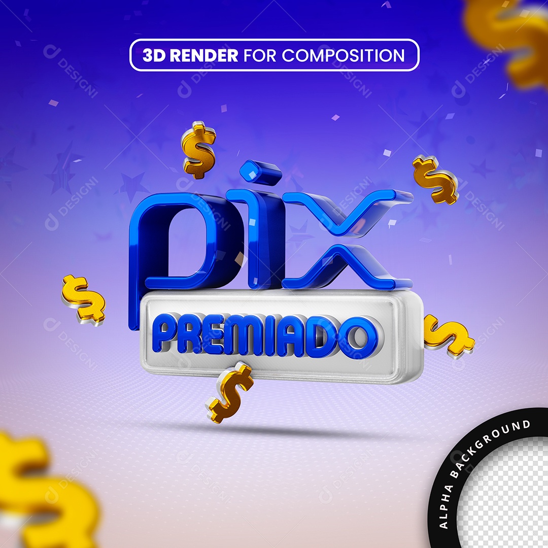 Pix Premiado Azul Social Media PSD Editável