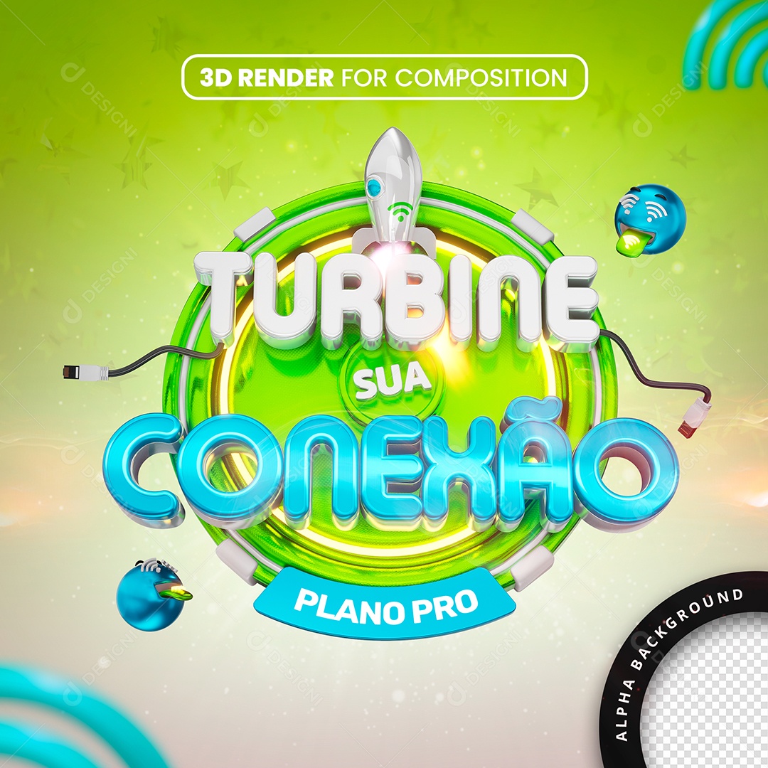 Provedor de internet Turbine sua Conexão Verde Socail Media PSD Editável