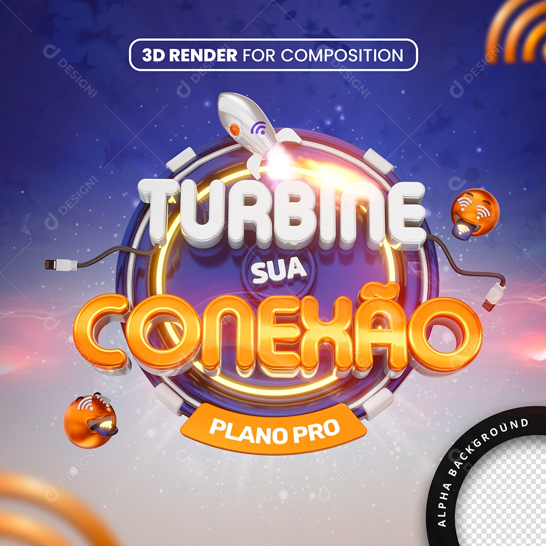 Provedor de internet Turbine sua Conexão Azul Socail Media PSD Editável