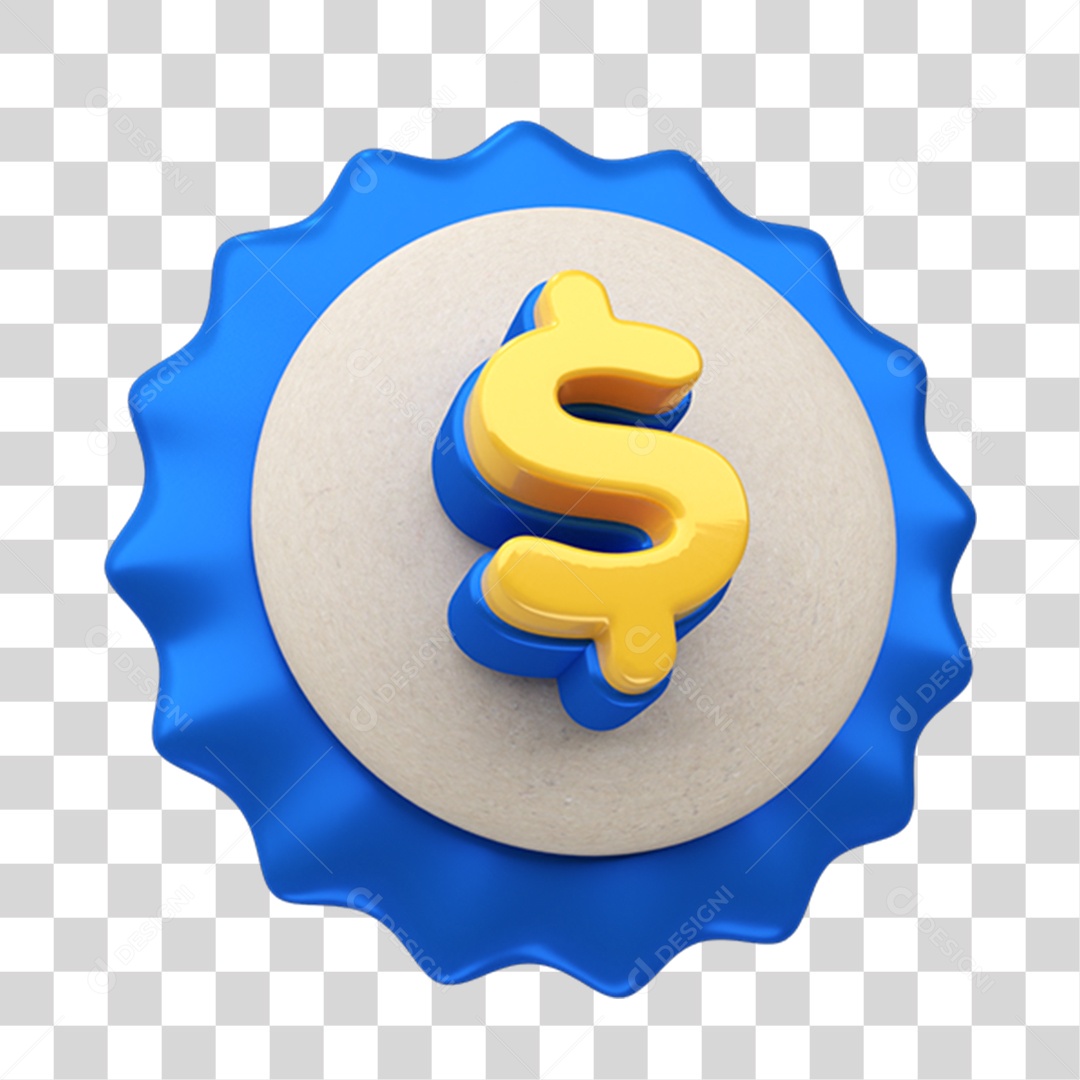 Elemento 3D Símbolo Cifrão PNG Transparente