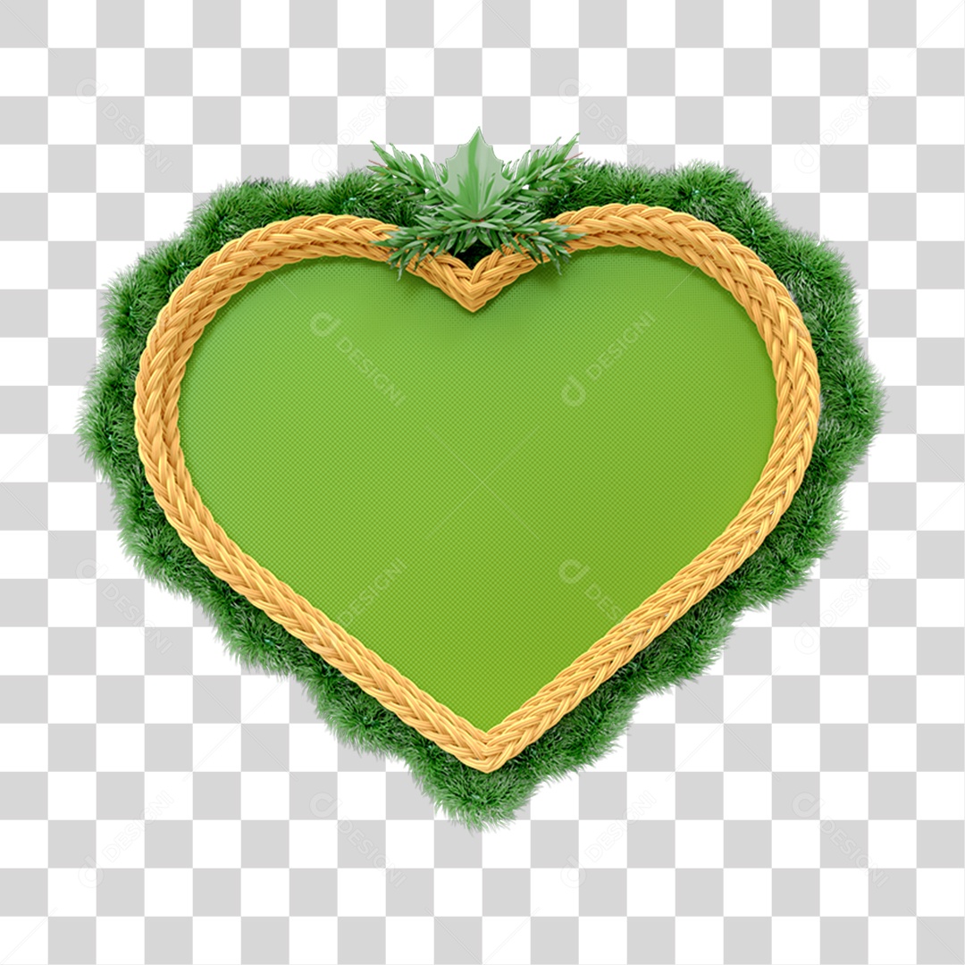 Elemento 3D Coração Enfeites de Natal PNG Transparente