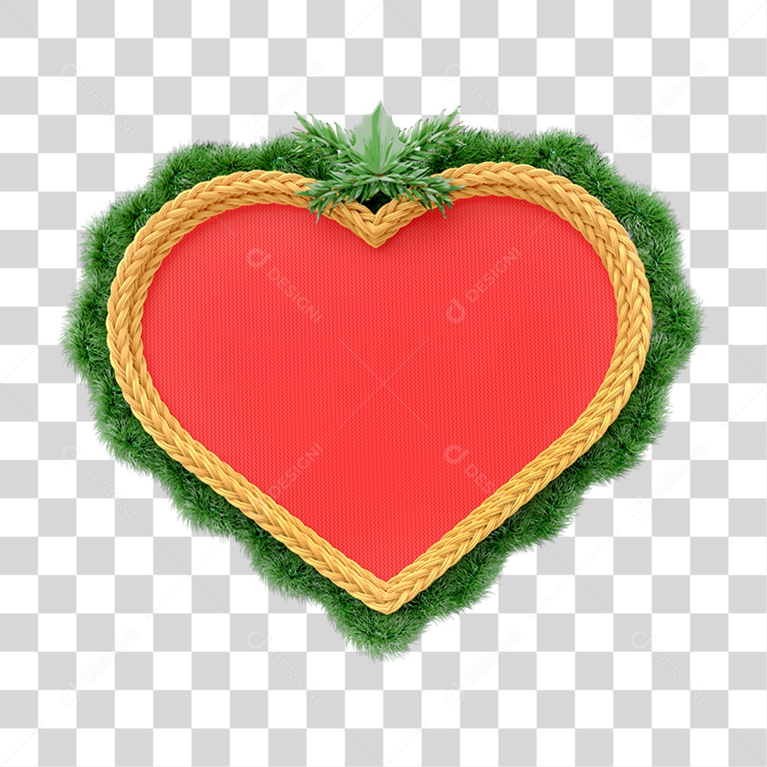 Elemento 3D Coração Enfeites de Natal PNG Transparente