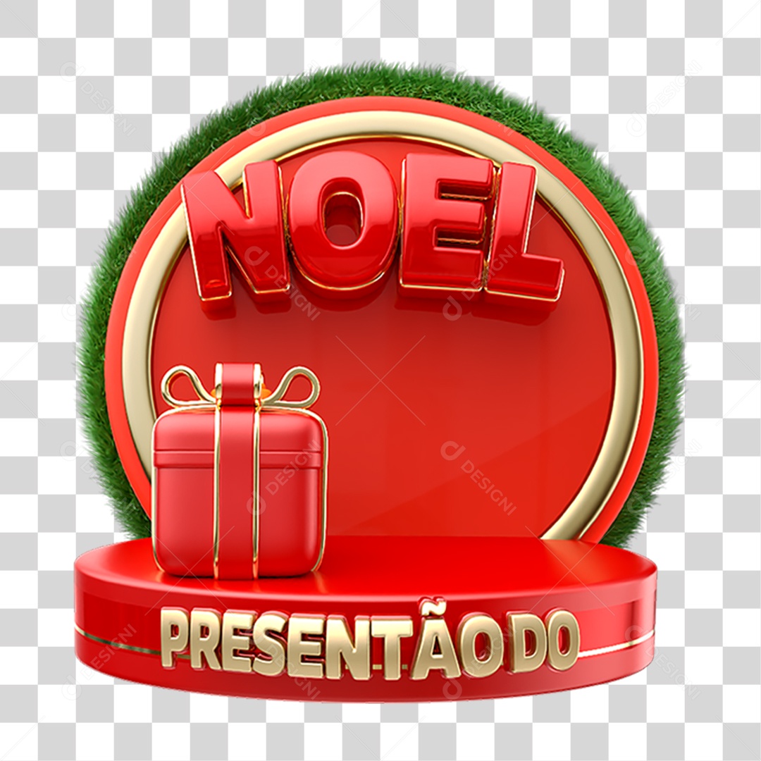 Selo 3D Presentão do Noel PNG Transparente