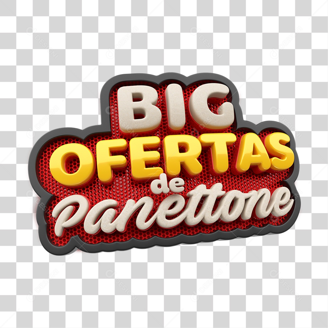 Selo 3D Big Ofertas de Panettone PNG Transparente