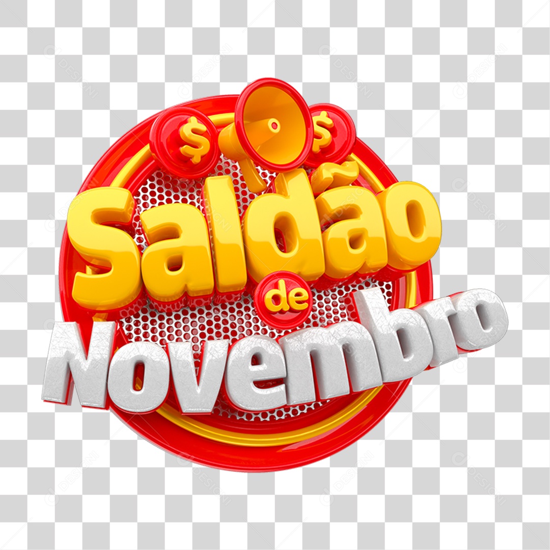 Selo 3D Saldão de Novembro PNG Transparente