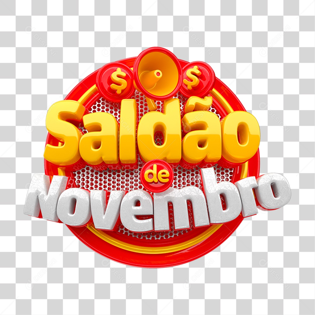 Selo 3D Saldão de Novembro PNG Transparente