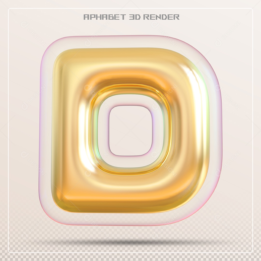 Letra 3D D Dourada Para Composição PSD