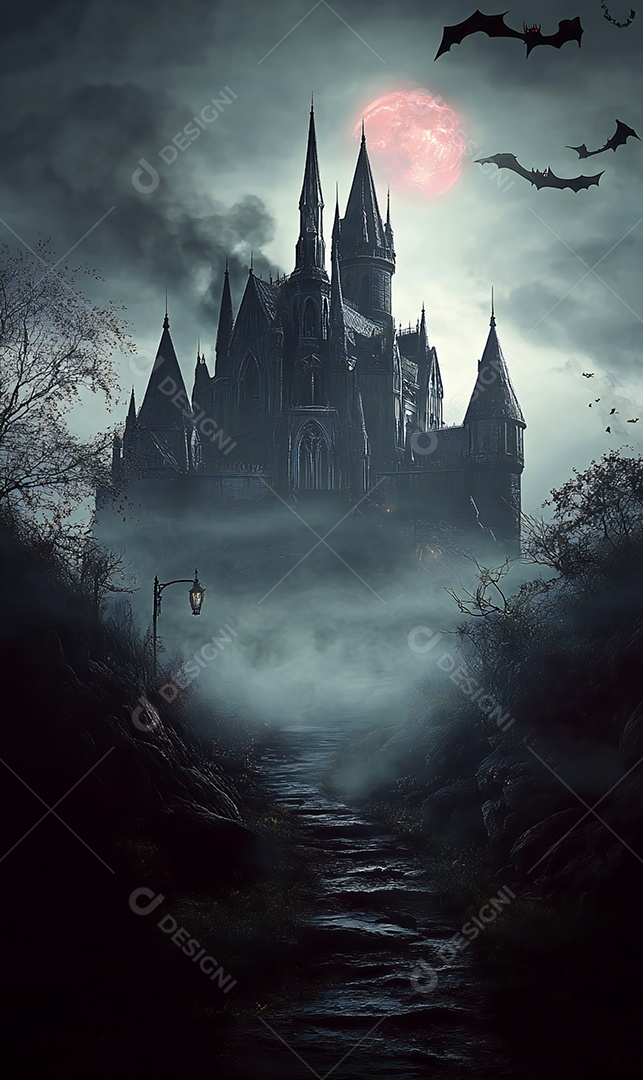 Imagem de terror realista com caveiras no chão