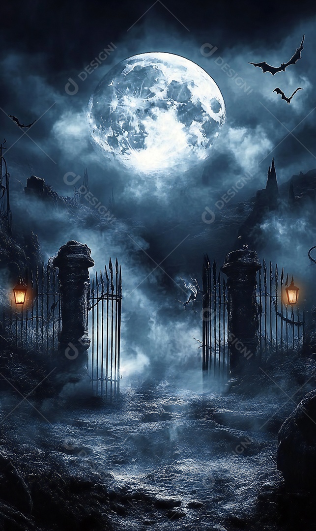 Imagem de terror realista com caveiras no chão