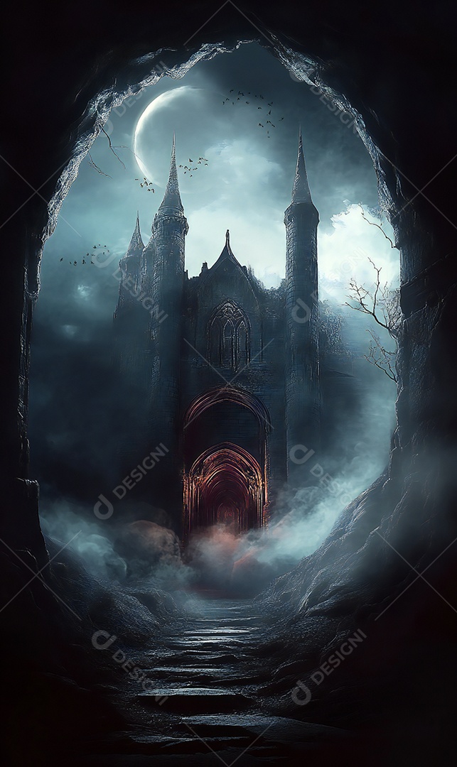 Imagem de halloween terror realista com caveiras no chão