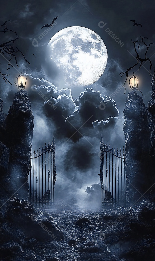 Imagem de halloween terror realista com caveiras no chão