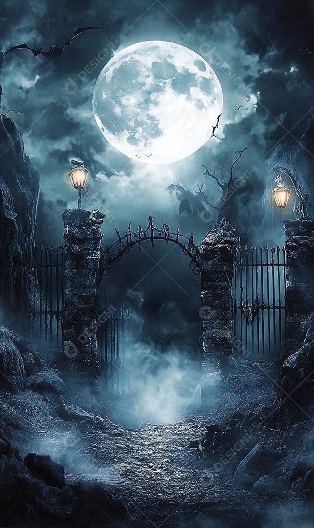 Imagem de halloween terror realista com caveiras no chão