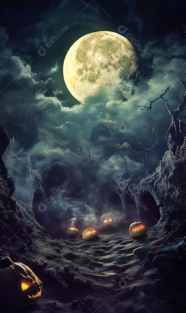 Imagem de halloween terror realista com caveiras no chão