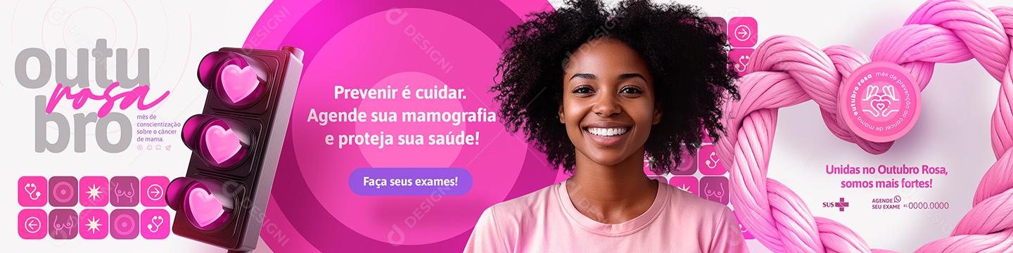 Outubro Rosa Mês de Conscientização Sobre o Câncer de Mama Social Media PSD Editável