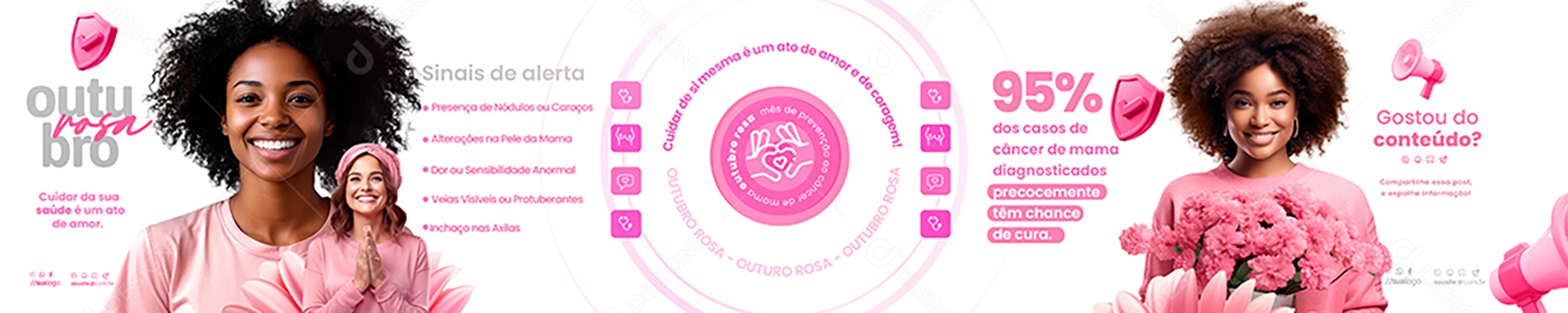 Carrossel Outubro Rosa Social Media PSD Editável
