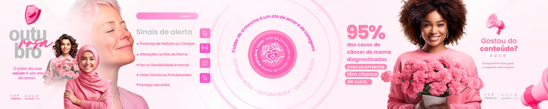 Carrossel Outubro Rosa Social Media PSD Editável
