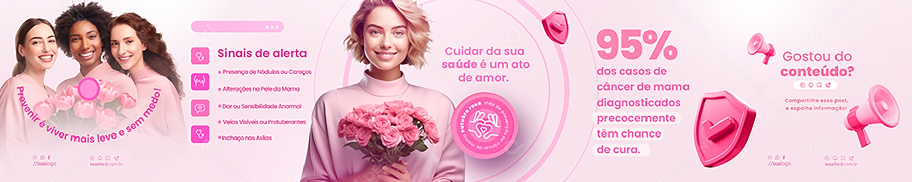 Carrossel Outubro Rosa Social Media PSD Editável