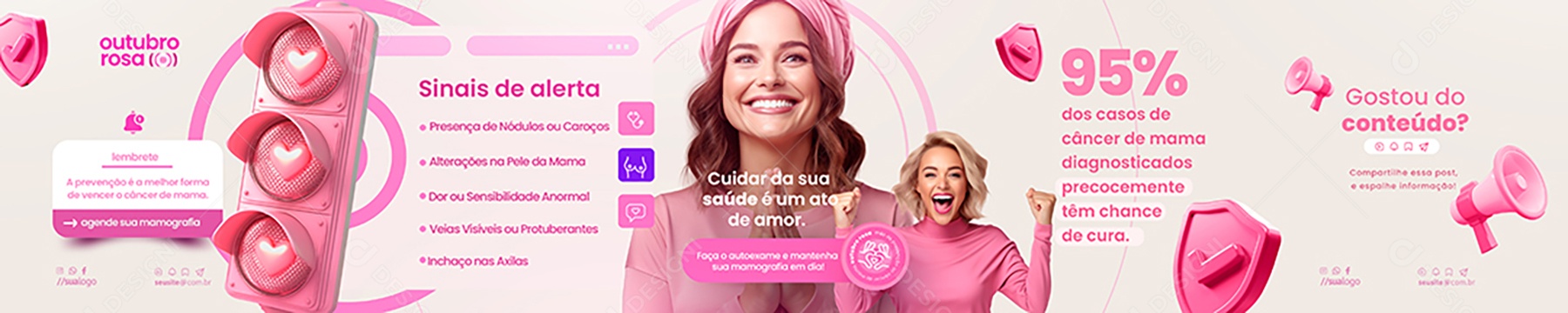Carrossel Outubro Rosa Social Media PSD Editável
