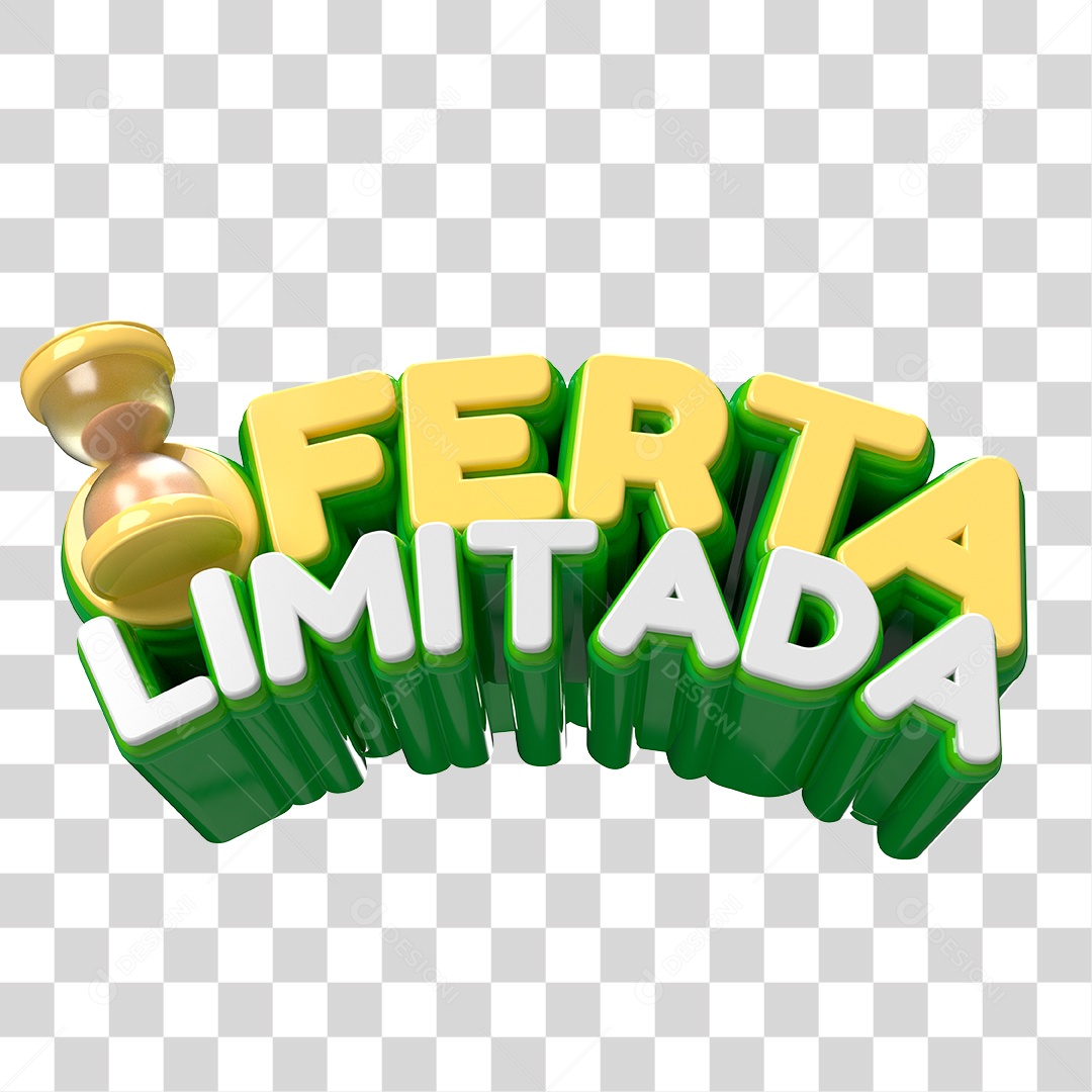 Oferta Limitada Selo 3D Amarelo Branco e Verde para Composição PNG Transparente
