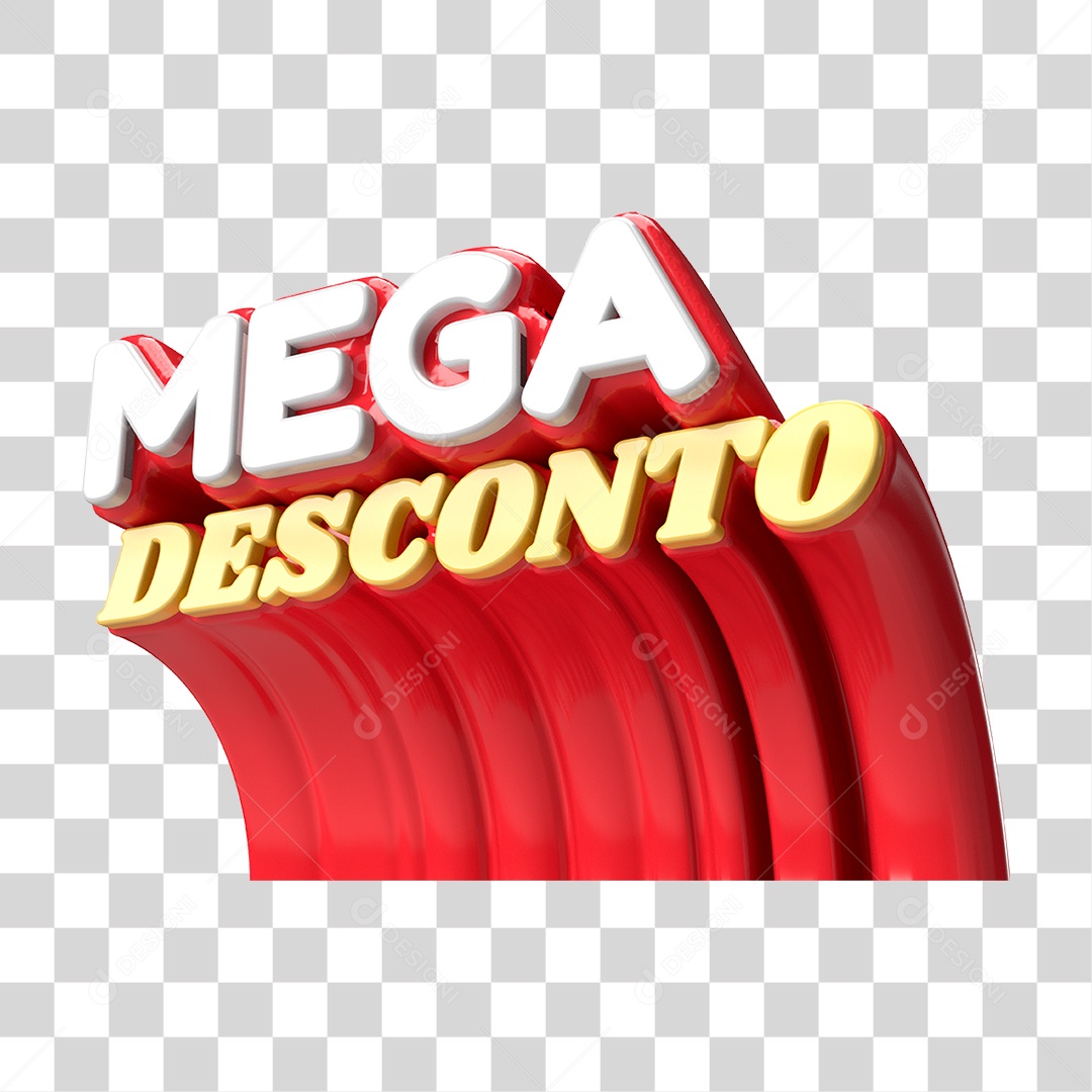 Mega Desconto Selo 3D Para Composição PNG Transparente