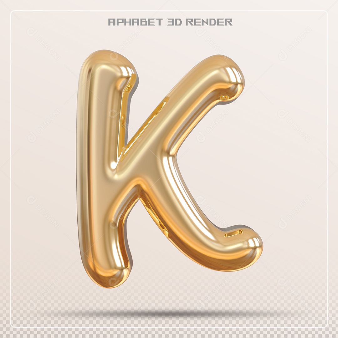 Letra 3D K Dourada Para Composição PSD