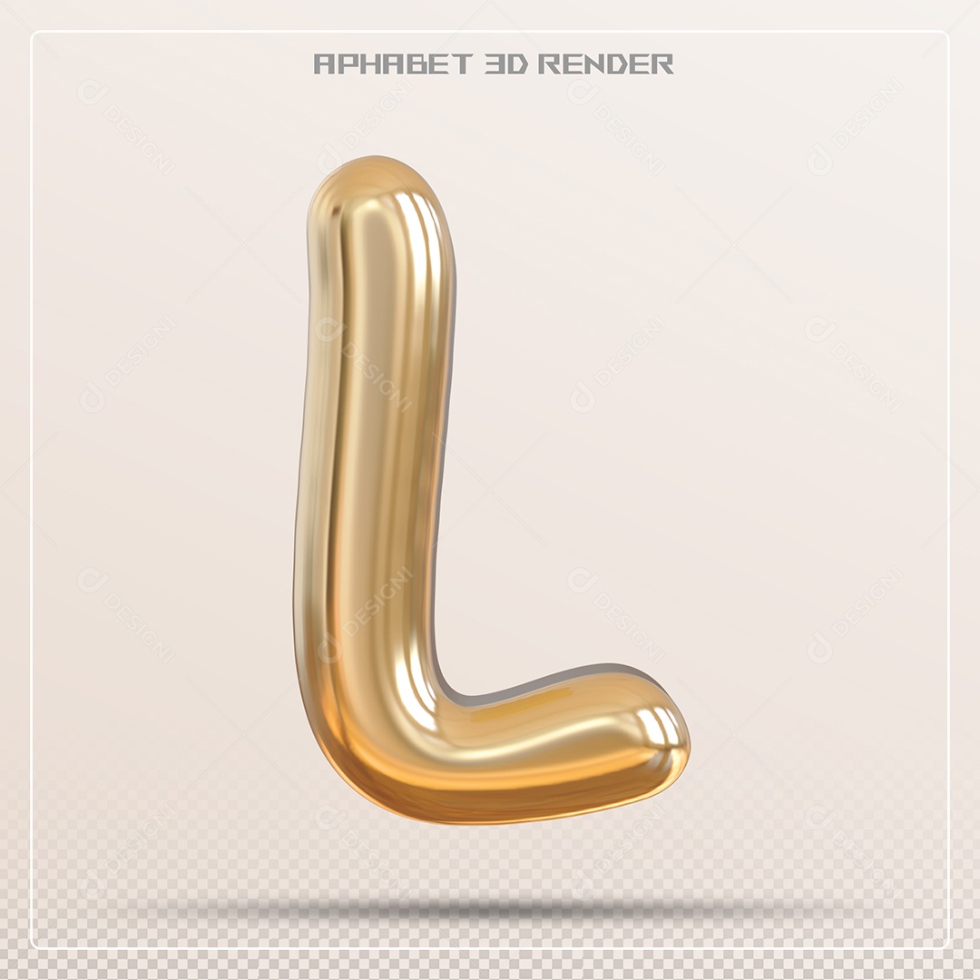 Letra 3D L Dourada Para Composição PSD