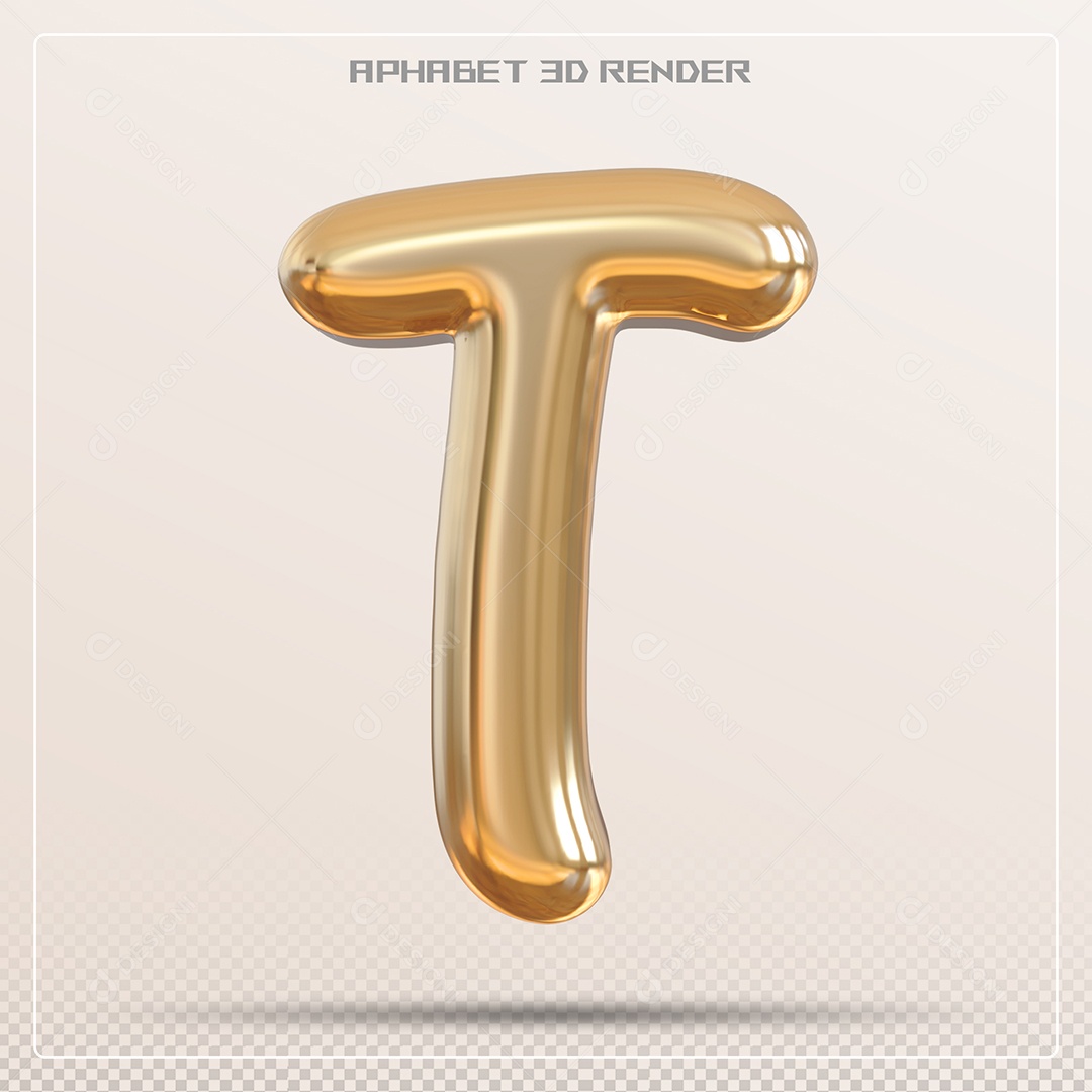 Letra 3D T Dourada Para Composição PSD