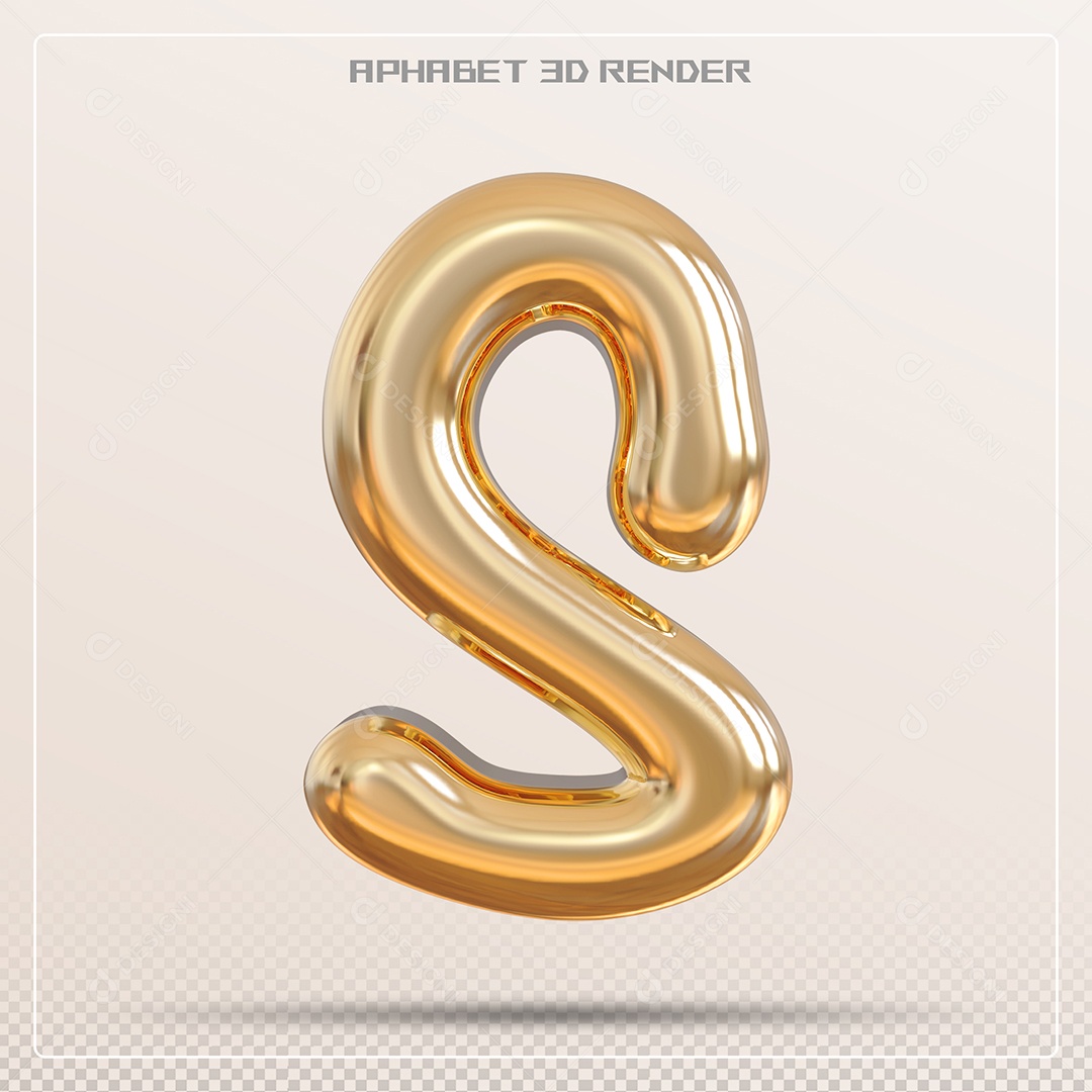 Letra 3D S Dourada Para Composição PSD