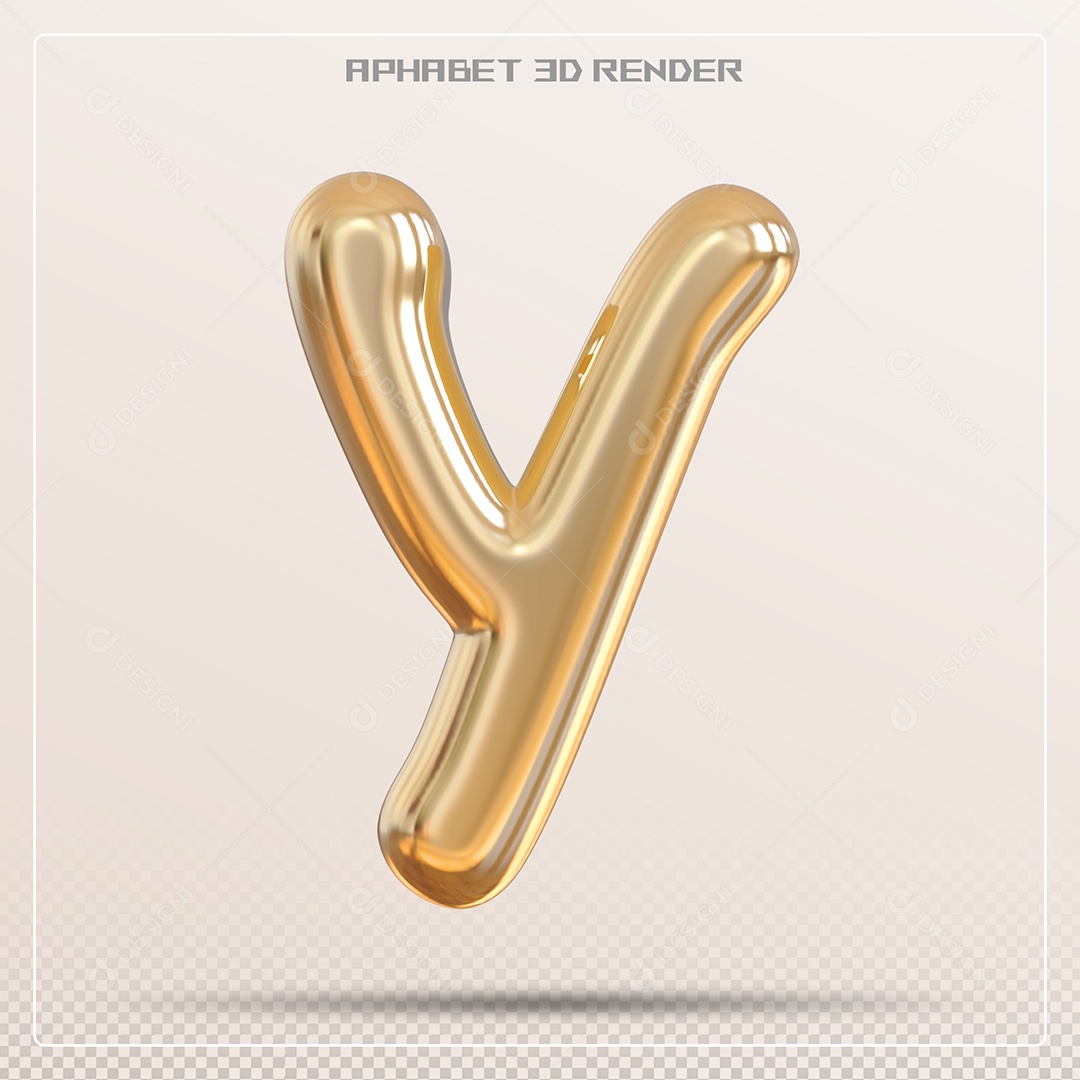 Letra 3D Y Dourada Para Composição PSD