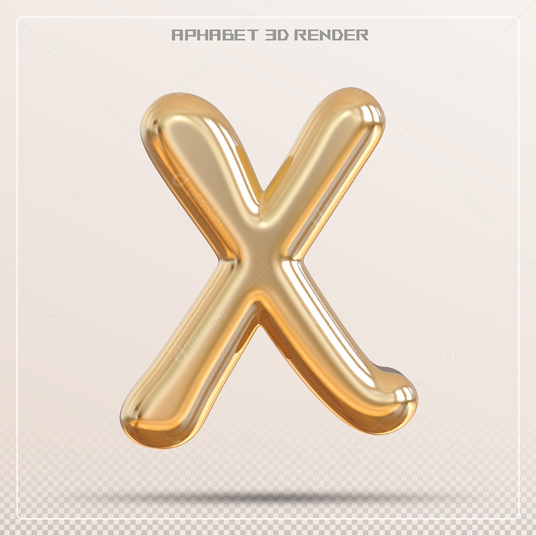 Letra 3D X Dourada Para Composição PSD