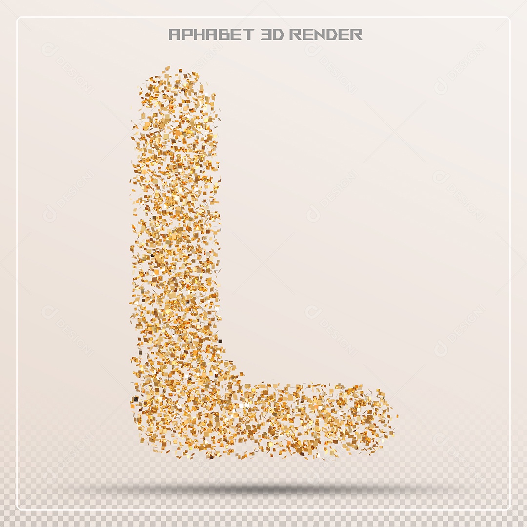 Letra 3D L Dourada Para Composição PSD