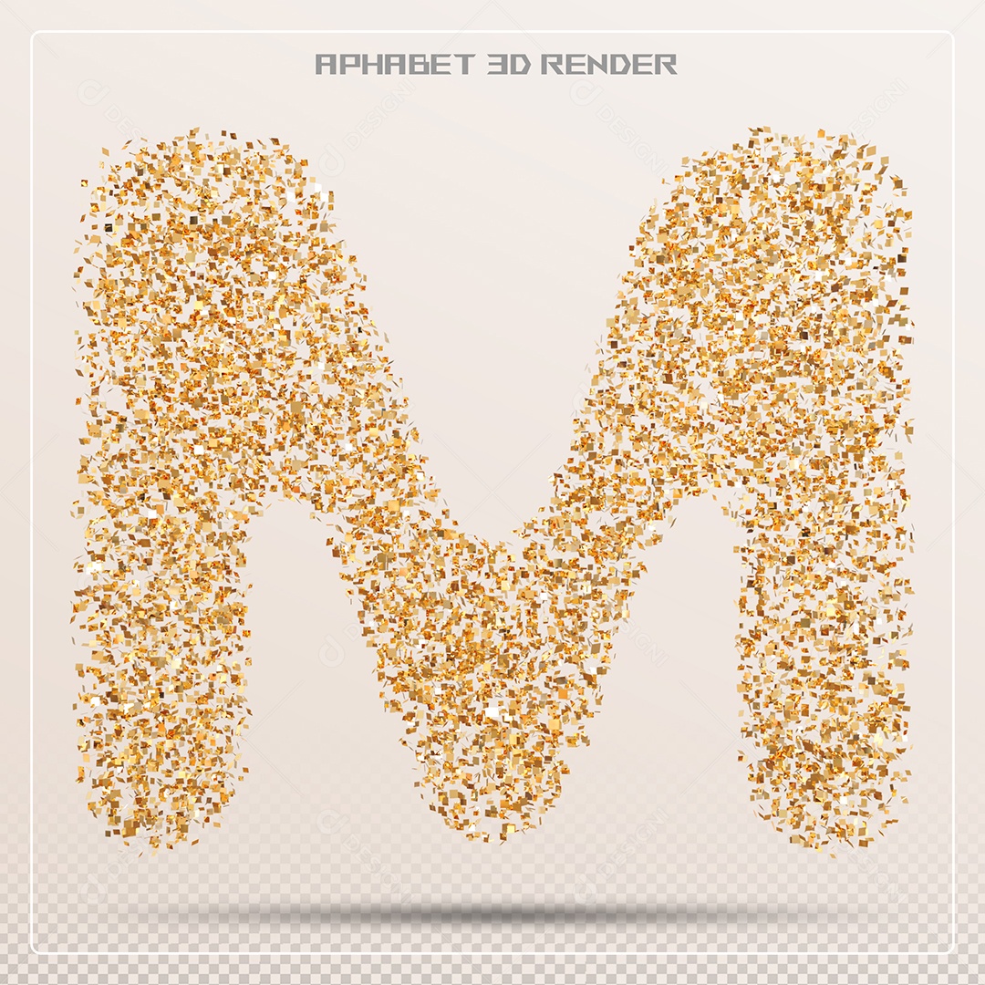 Letra 3D M Dourada Para Composição PSD