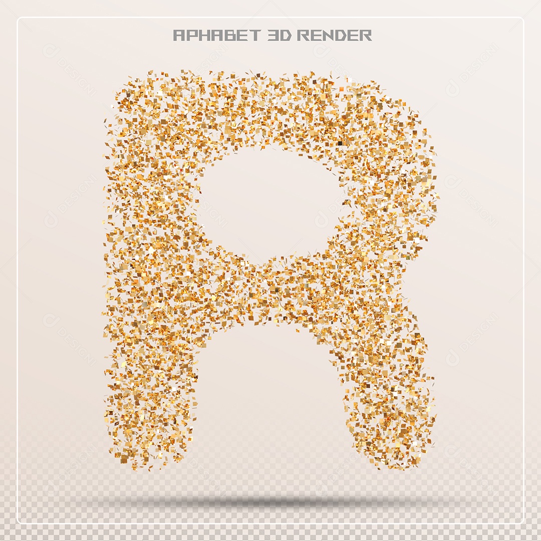 Letra 3D R Dourada Para Composição PSD