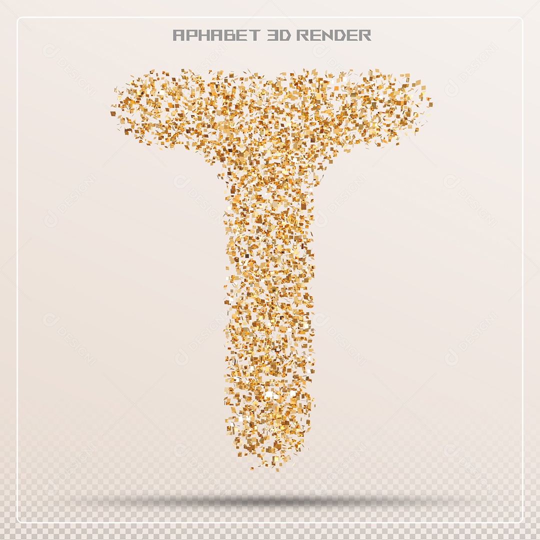 Letra 3D T Dourada Para Composição PSD