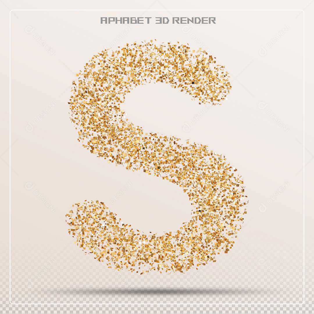 Letra 3D S Dourada Para Composição PSD