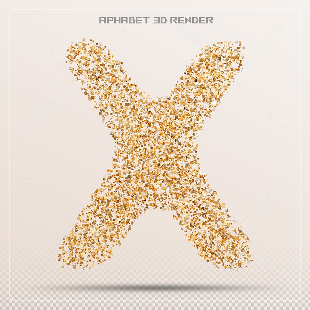 Letra 3D X Dourada Para Composição PSD