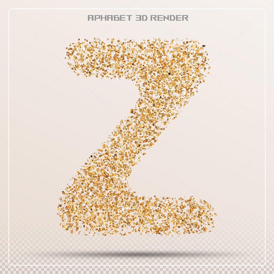 Letra 3D Z Dourada Para Composição PSD