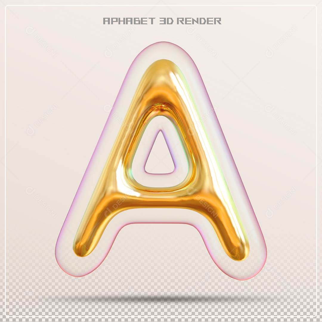 Letra 3D A Dourada Para Composição PSD