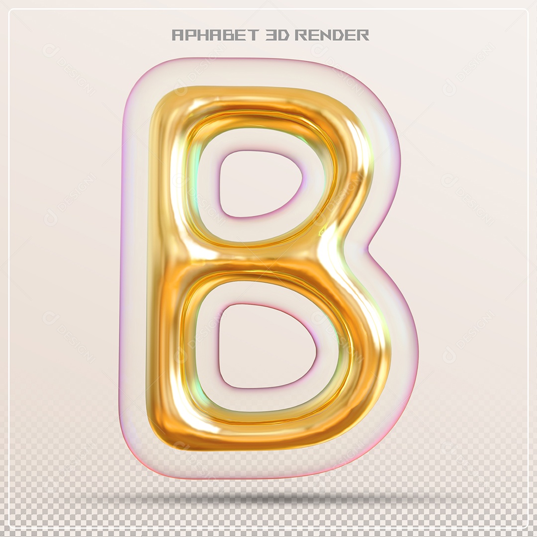 Letra 3D B Dourada Para Composição PSD